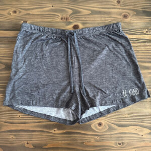 Rae Dunn Gray “Be Kind” Athletic Shorts L Drawstring Waist Soft Stretch